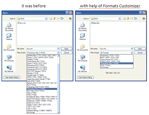 Helps to configure the opening and saving dialog file types for many programs