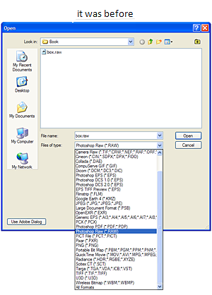 photoshop open dialog